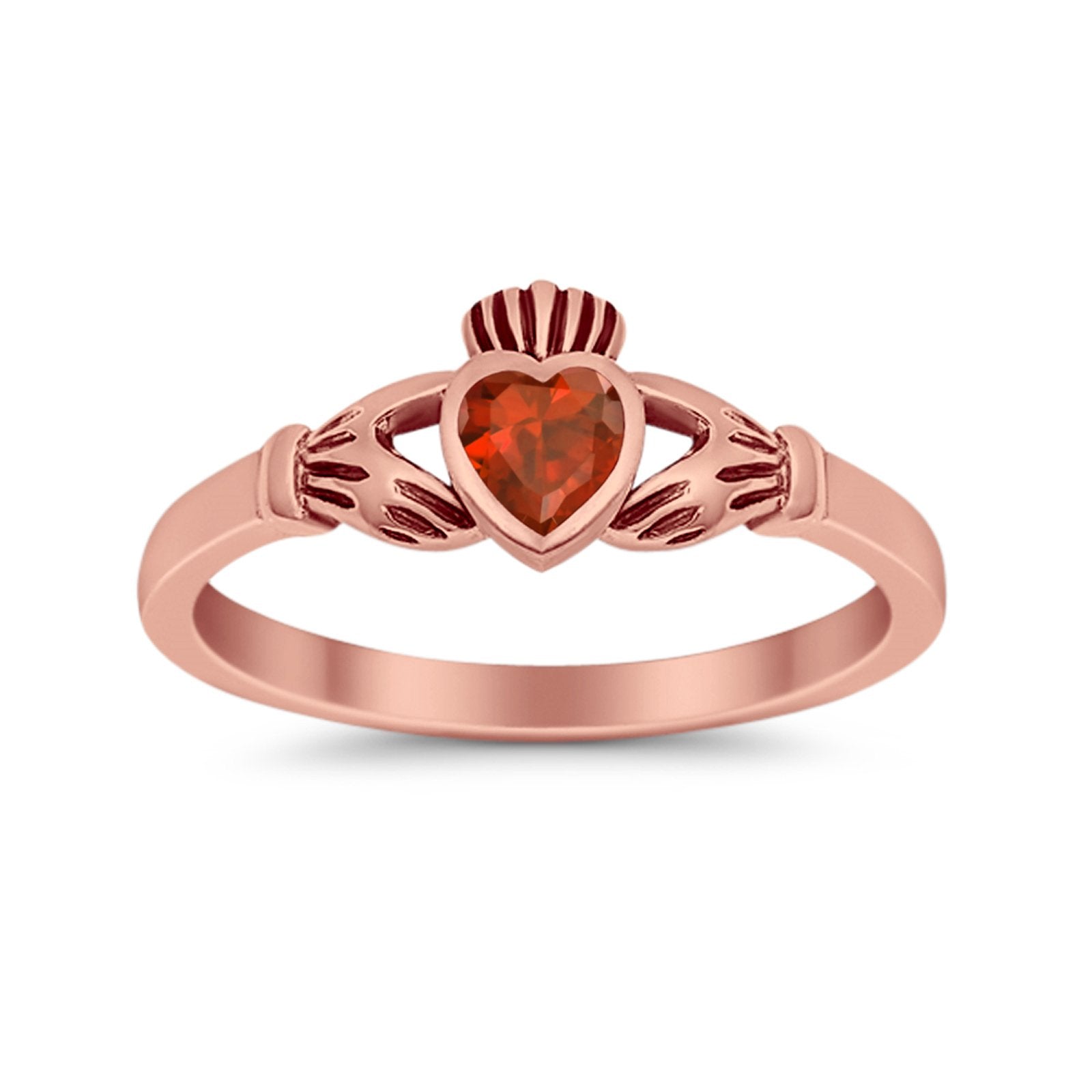 Irish Claddagh Heart Promise Ring Simulated Cubic Zirconia 925 Sterling Silver
