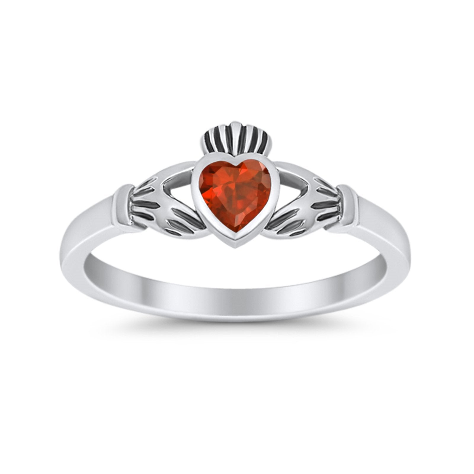 Irish Claddagh Heart Promise Ring Simulated Cubic Zirconia 925 Sterling Silver