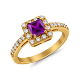 Halo Engagement Ring Princess Cut Simulated CZ 925 Sterling Silver