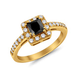 Halo Engagement Ring Princess Cut Simulated CZ 925 Sterling Silver