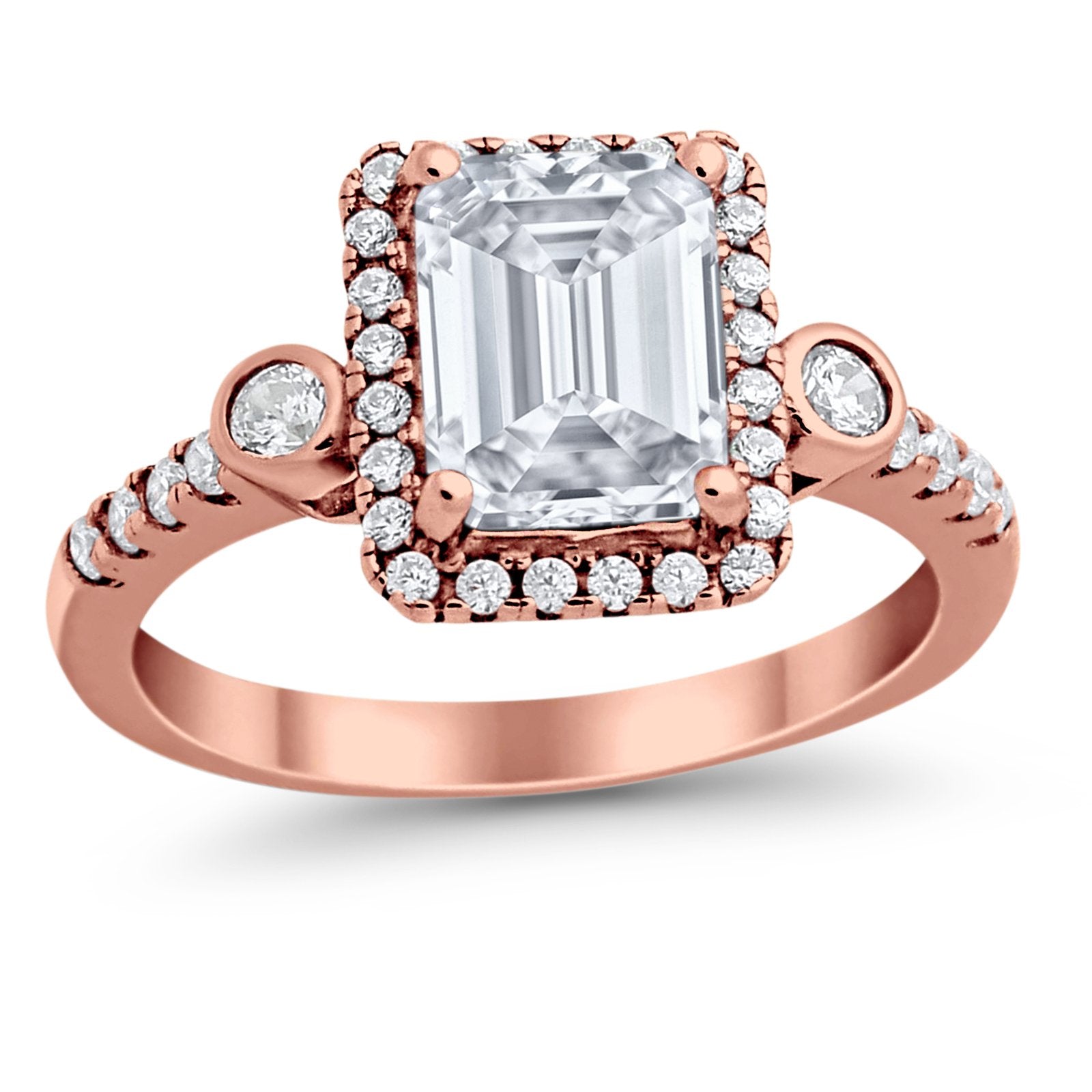 Halo Weddding Bridal Promise Ring Simulated Cubic Zirconia 925 Sterling Silver