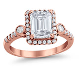 Halo Weddding Bridal Promise Ring Simulated Cubic Zirconia 925 Sterling Silver
