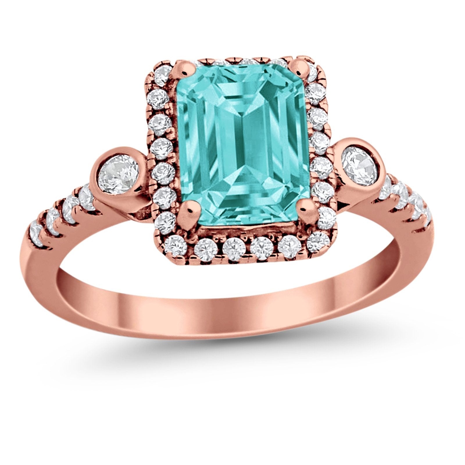 Halo Weddding Bridal Promise Ring Simulated Cubic Zirconia 925 Sterling Silver