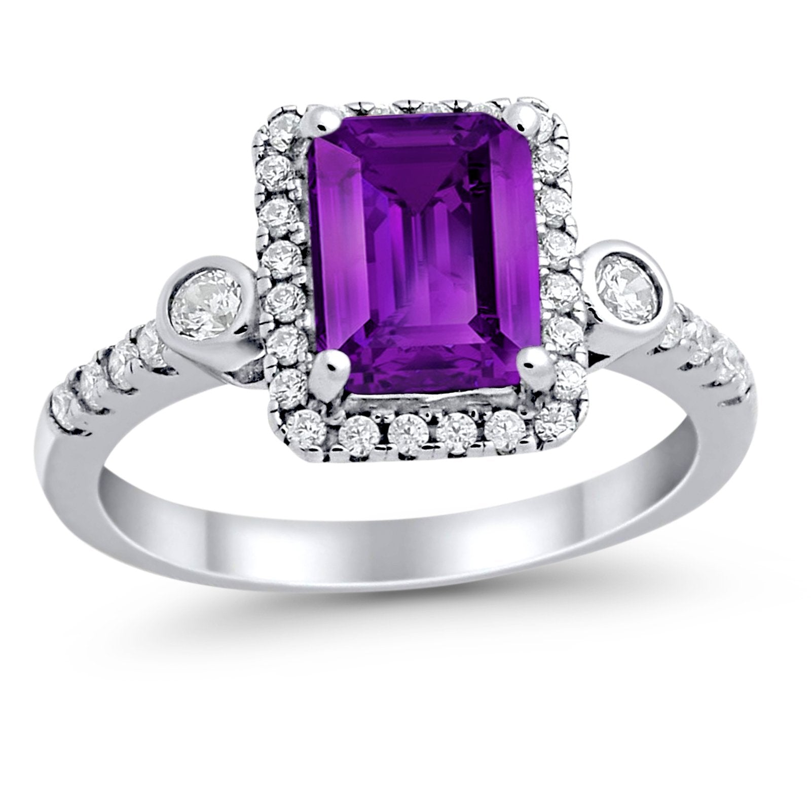 Halo Weddding Bridal Promise Ring Simulated Cubic Zirconia 925 Sterling Silver