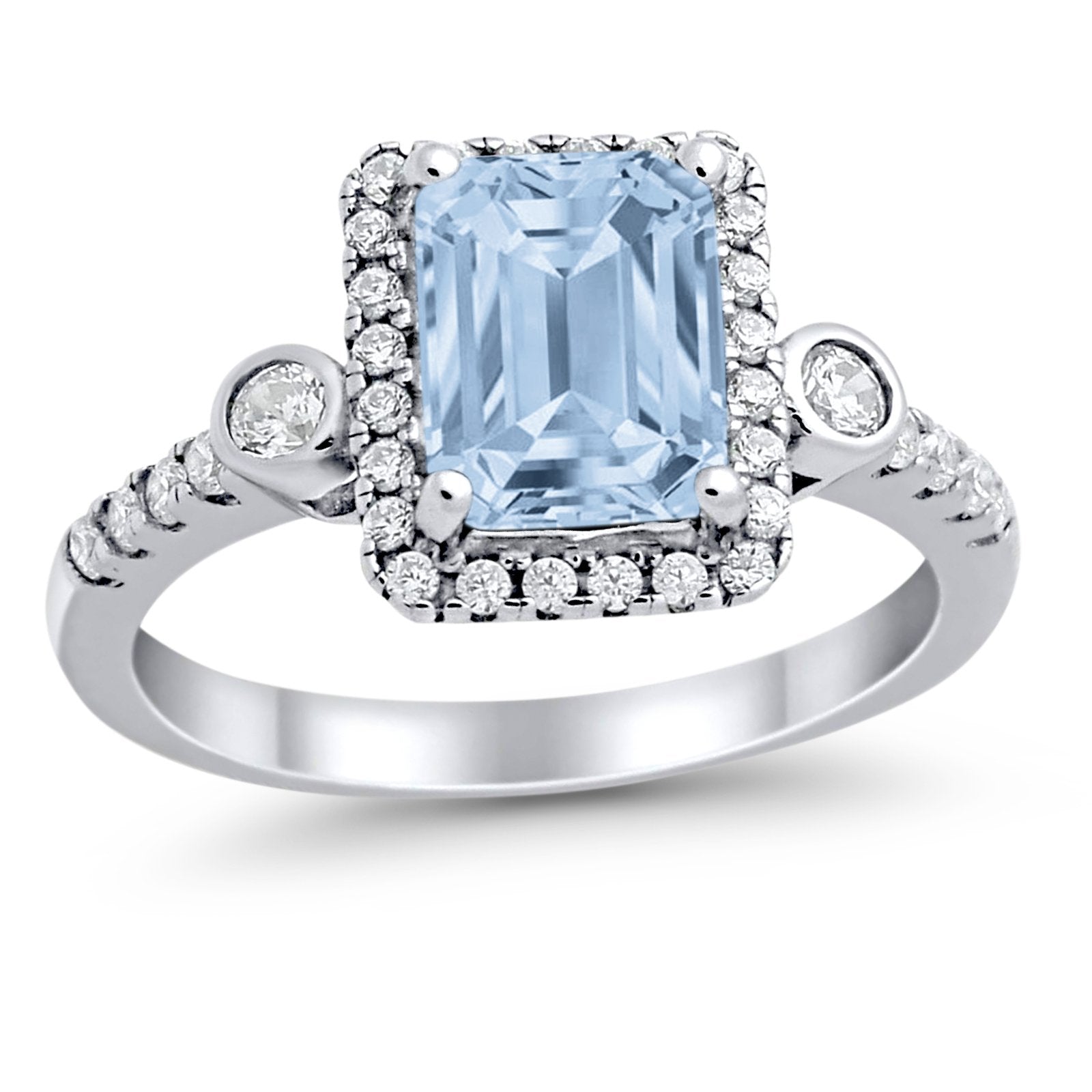 Halo Weddding Bridal Promise Ring Simulated Cubic Zirconia 925 Sterling Silver