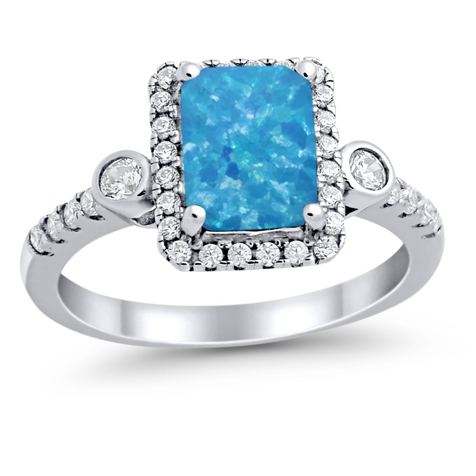 Halo Weddding Bridal Promise Ring Simulated Cubic Zirconia 925 Sterling Silver