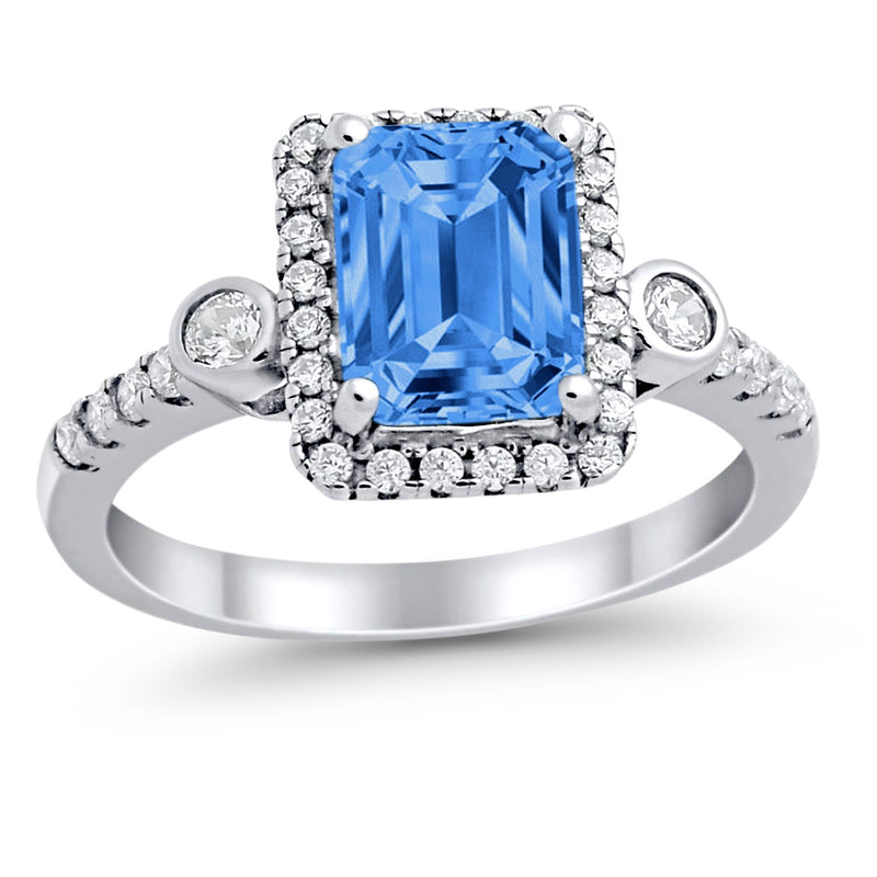 Halo Weddding Bridal Promise Ring Simulated Cubic Zirconia 925 Sterling Silver