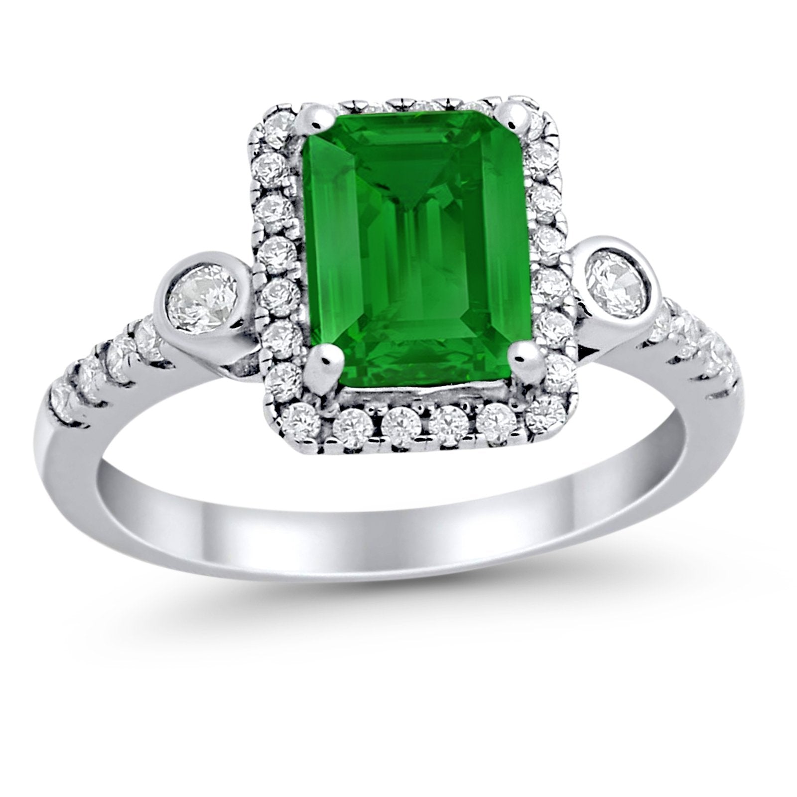 Halo Weddding Bridal Promise Ring Simulated Cubic Zirconia 925 Sterling Silver