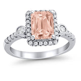 Halo Weddding Bridal Promise Ring Simulated Cubic Zirconia 925 Sterling Silver