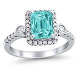 Halo Weddding Bridal Promise Ring Simulated Cubic Zirconia 925 Sterling Silver