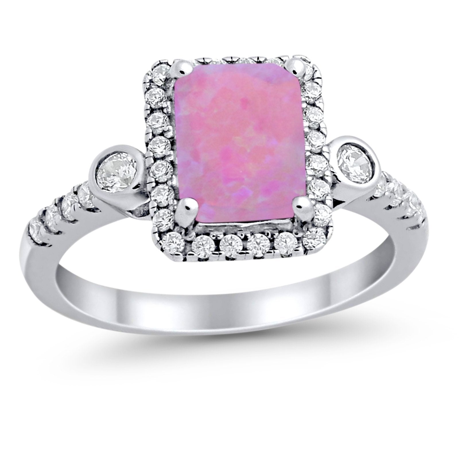 Halo Weddding Bridal Promise Ring Simulated Cubic Zirconia 925 Sterling Silver
