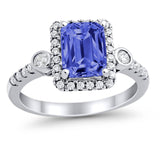 Halo Weddding Bridal Promise Ring Simulated Cubic Zirconia 925 Sterling Silver