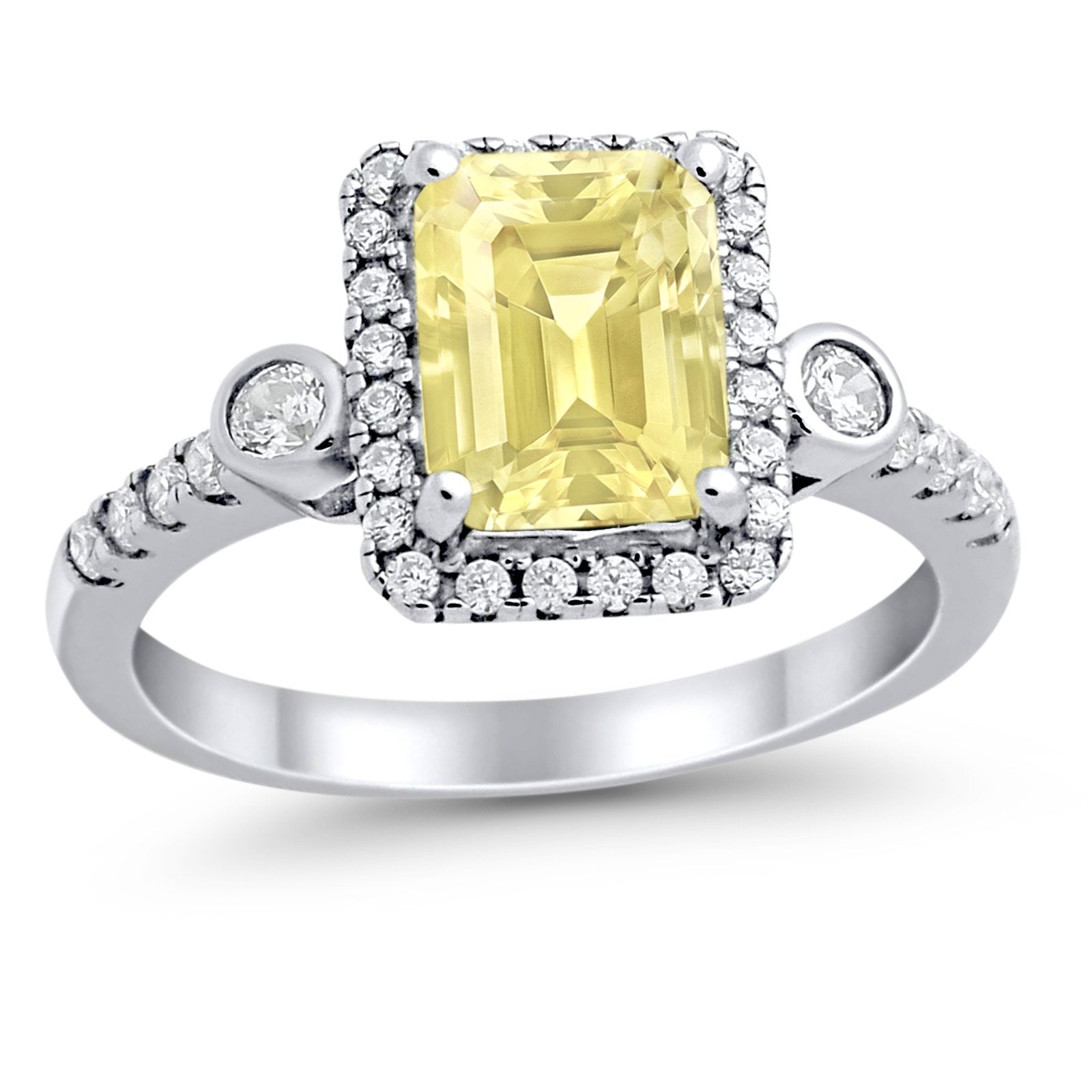 Halo Weddding Bridal Promise Ring Simulated Cubic Zirconia 925 Sterling Silver
