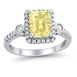 Halo Weddding Bridal Promise Ring Simulated Cubic Zirconia 925 Sterling Silver