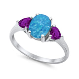 Fashion Promise Ring 3-Stone Simulated Amethyst Cubic Zirconia 925 Sterling Silver