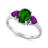 Fashion Promise Ring 3-Stone Simulated Amethyst Cubic Zirconia 925 Sterling Silver