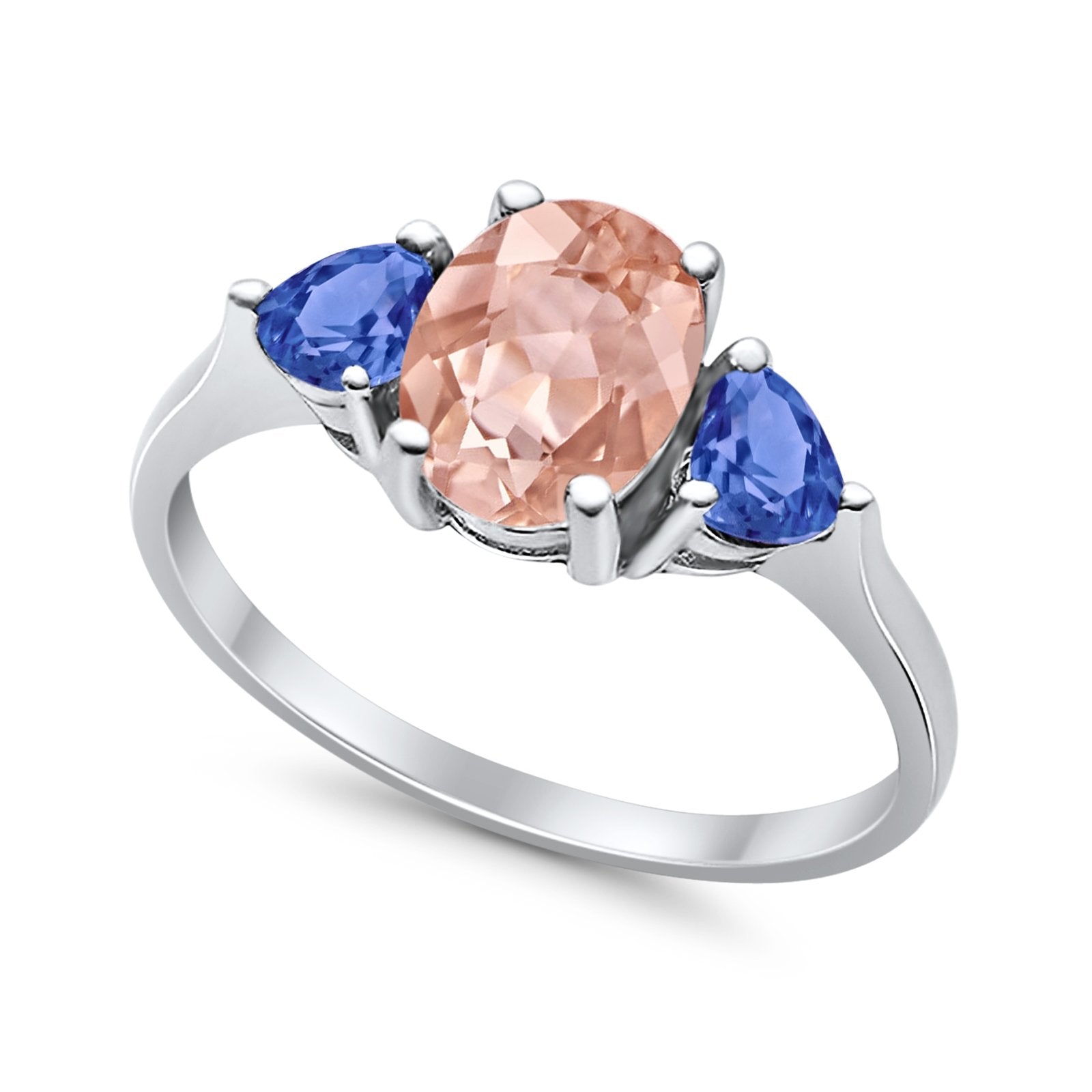 Fashion Promise Ring Simulated Tanzanite Cubic Zirconia 925 Sterling Silver