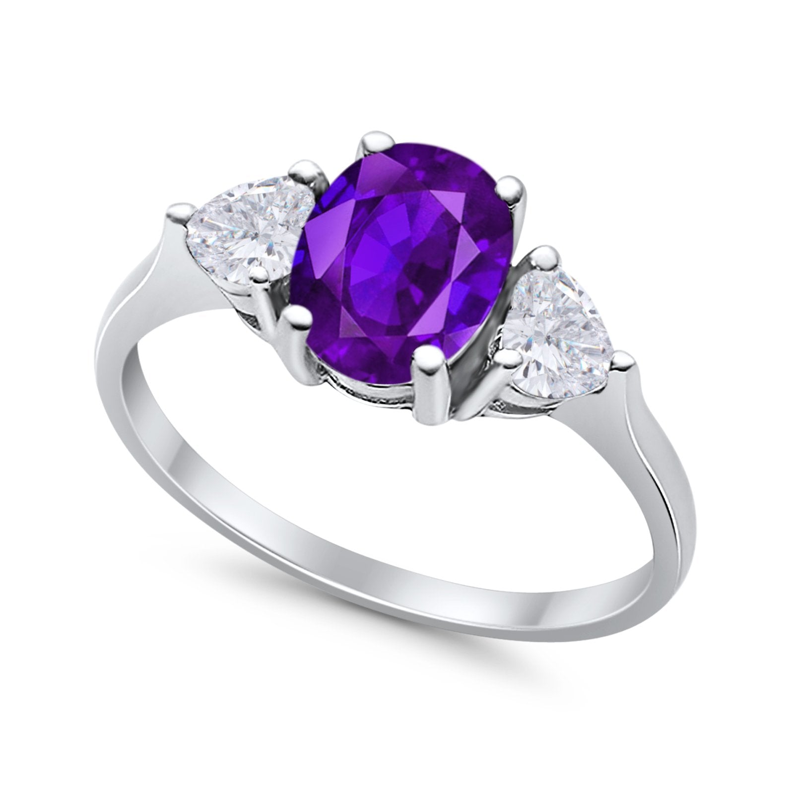 Fashion Promise Ring 3-Stone Simulated Cubic Zirconia 925 Sterling Silver