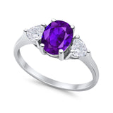 Fashion Promise Ring 3-Stone Simulated Cubic Zirconia 925 Sterling Silver