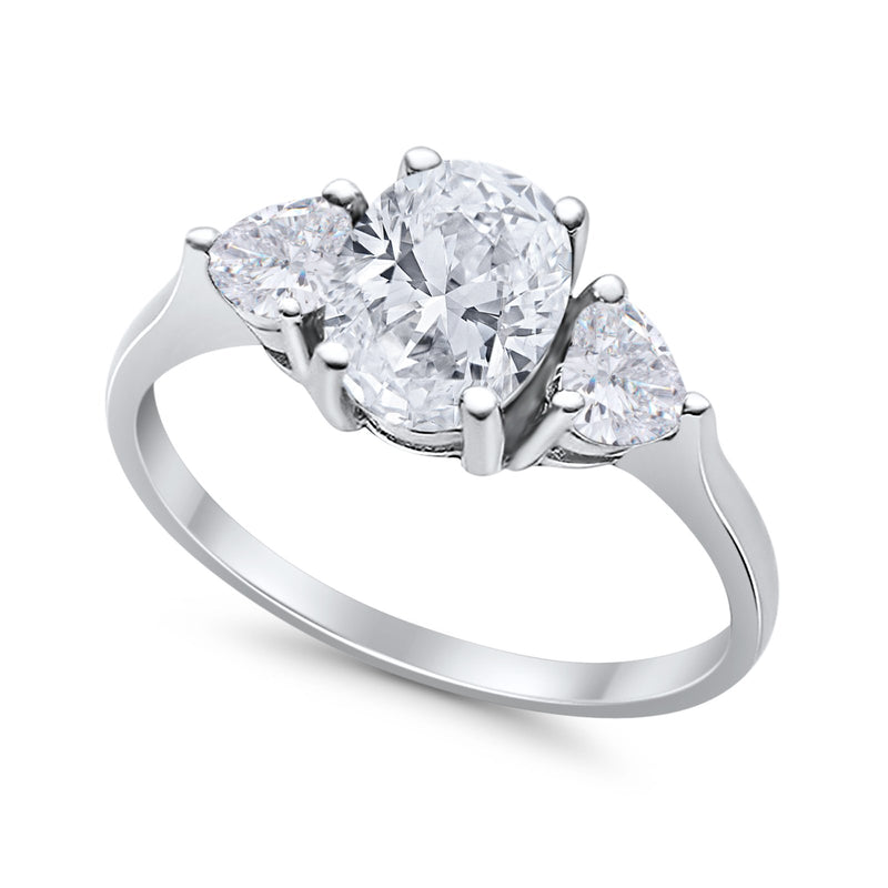 Fashion Promise Ring 3-Stone Simulated Cubic Zirconia 925 Sterling Silver