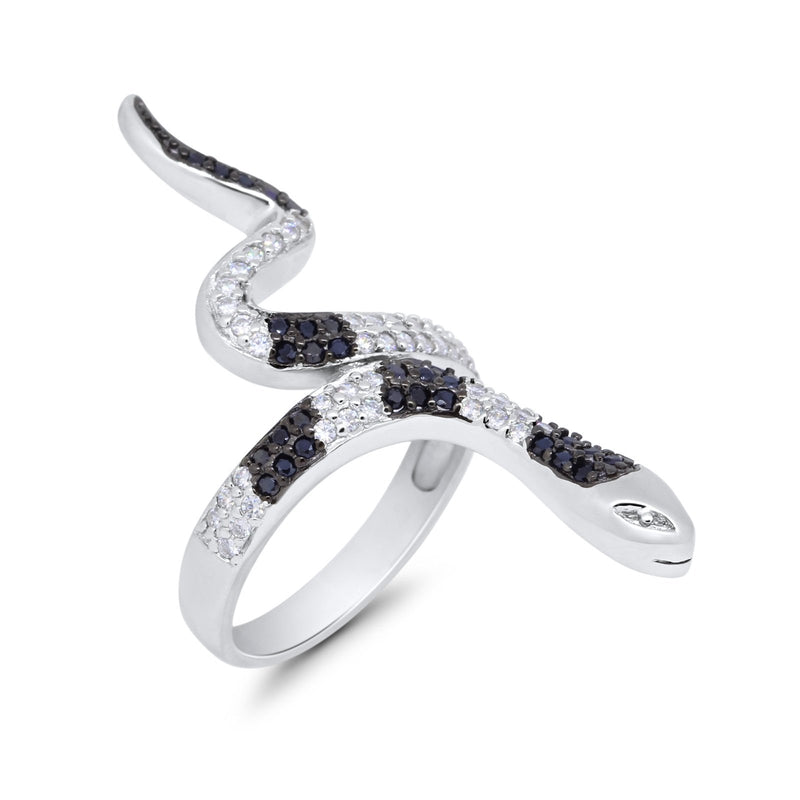 Snake Ring Micro Pave Simulated Cubic Zirconia 925 Sterling Silver