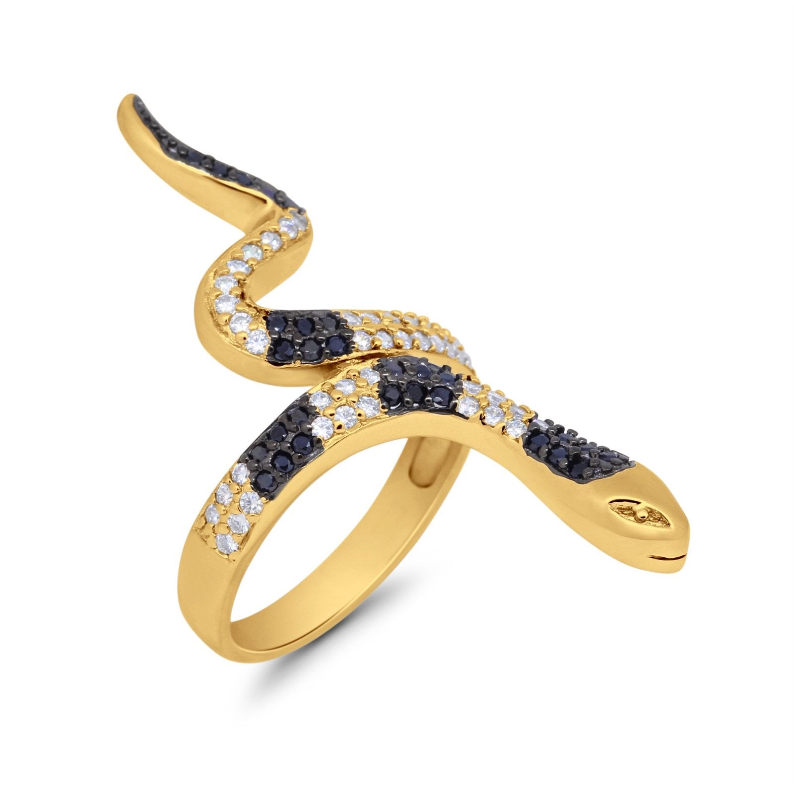 Snake Ring Micro Pave Simulated Cubic Zirconia 925 Sterling Silver