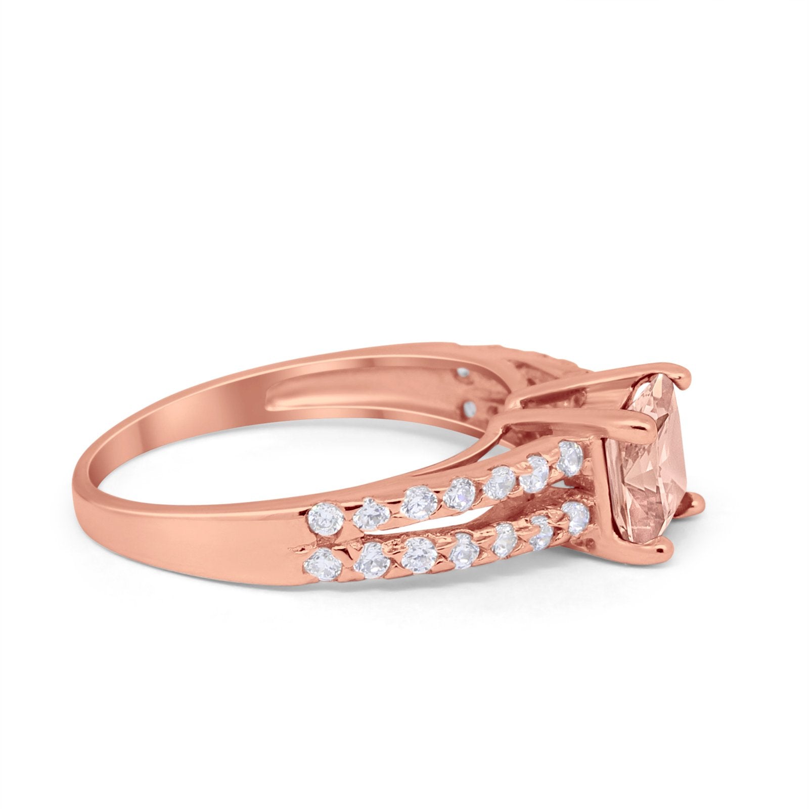 Wedding Ring Princess Cut Simulated Cubic Zirconia 925 Sterling Silver