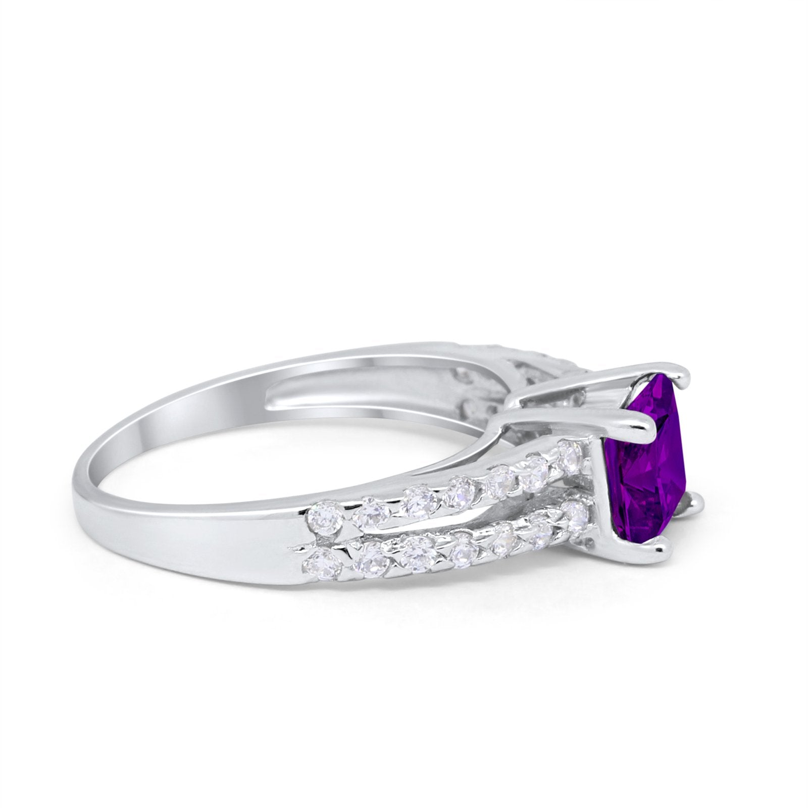 Wedding Ring Princess Cut Simulated Cubic Zirconia 925 Sterling Silver