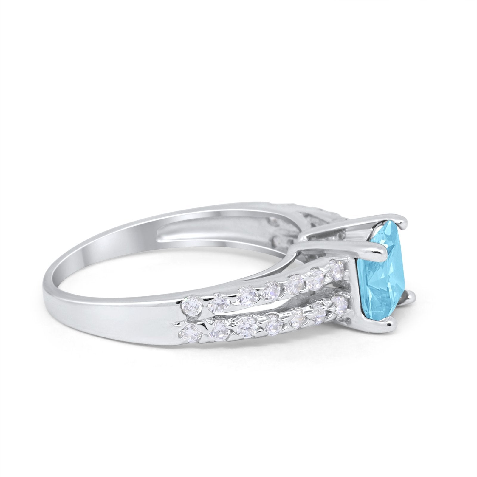 Wedding Ring Princess Cut Simulated Cubic Zirconia 925 Sterling Silver