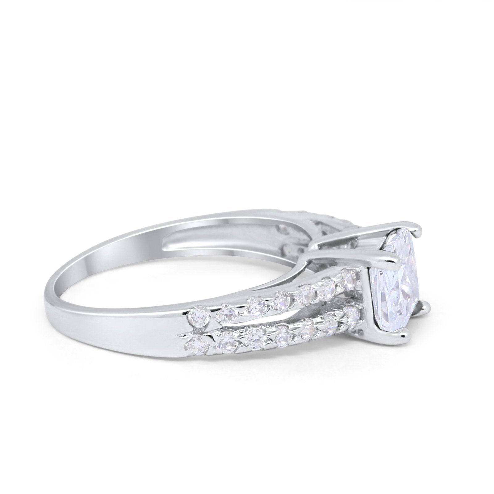 Wedding Ring Princess Cut Simulated Cubic Zirconia 925 Sterling Silver