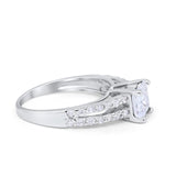 Wedding Ring Princess Cut Simulated Cubic Zirconia 925 Sterling Silver