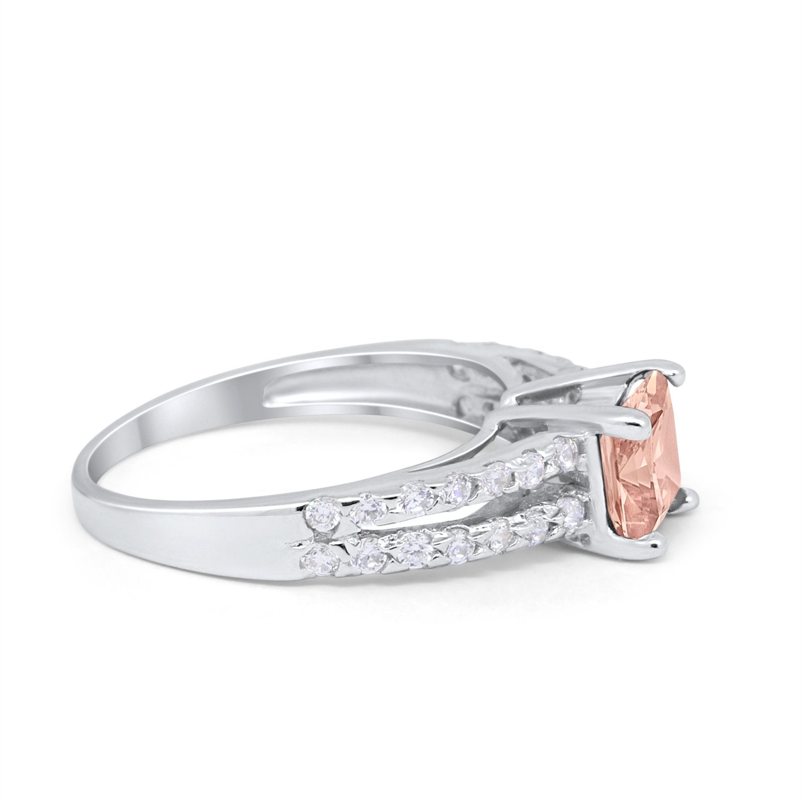 Wedding Ring Princess Cut Simulated Cubic Zirconia 925 Sterling Silver