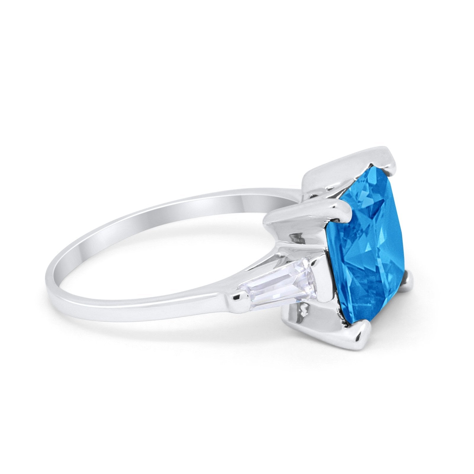 Wedding Ring Princess Cut Baguette Simulated Cubic Zirconia 925 Sterling Silver