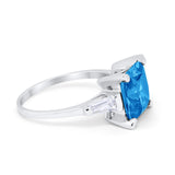Wedding Ring Princess Cut Baguette Simulated Cubic Zirconia 925 Sterling Silver