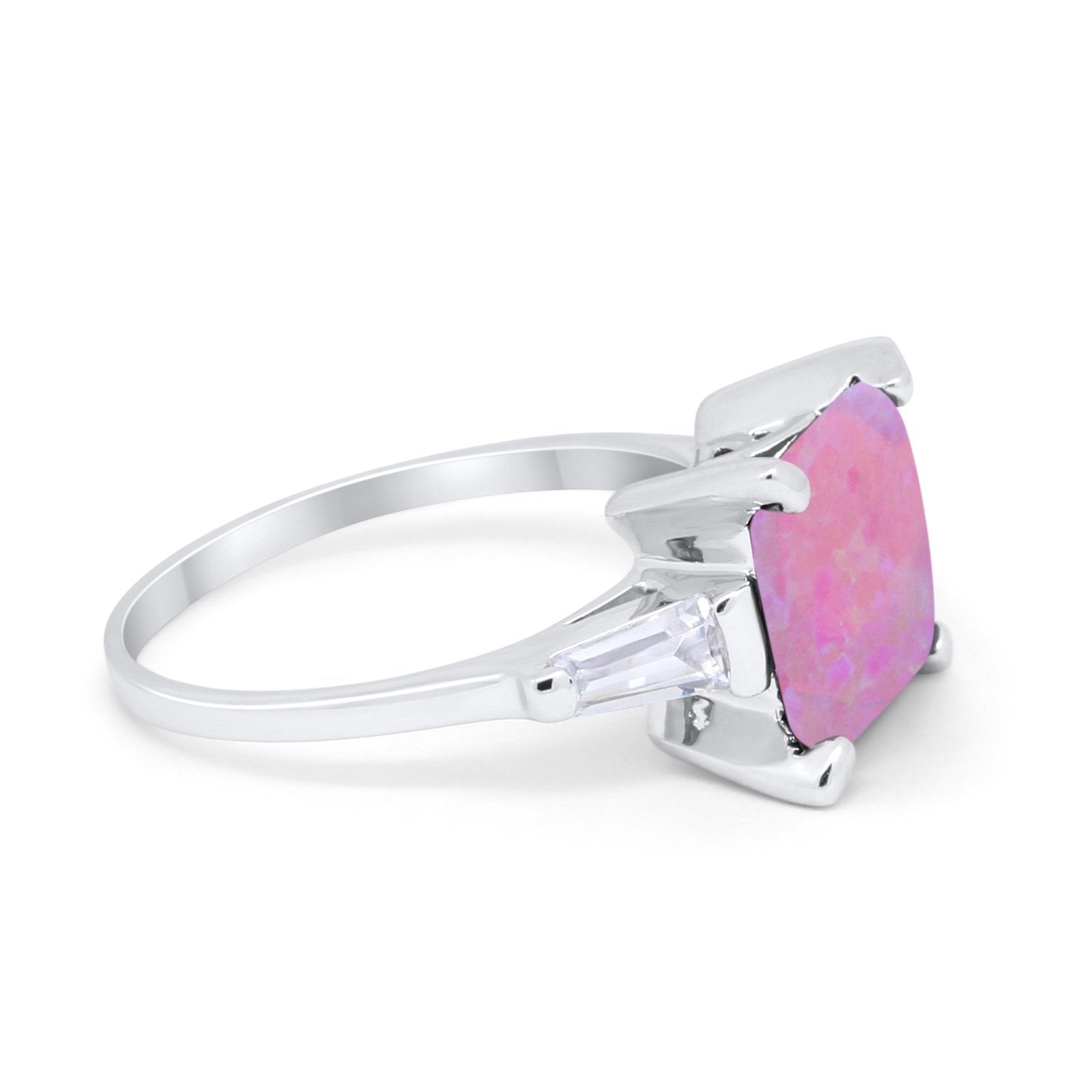 Wedding Ring Princess Cut Baguette Simulated Cubic Zirconia 925 Sterling Silver