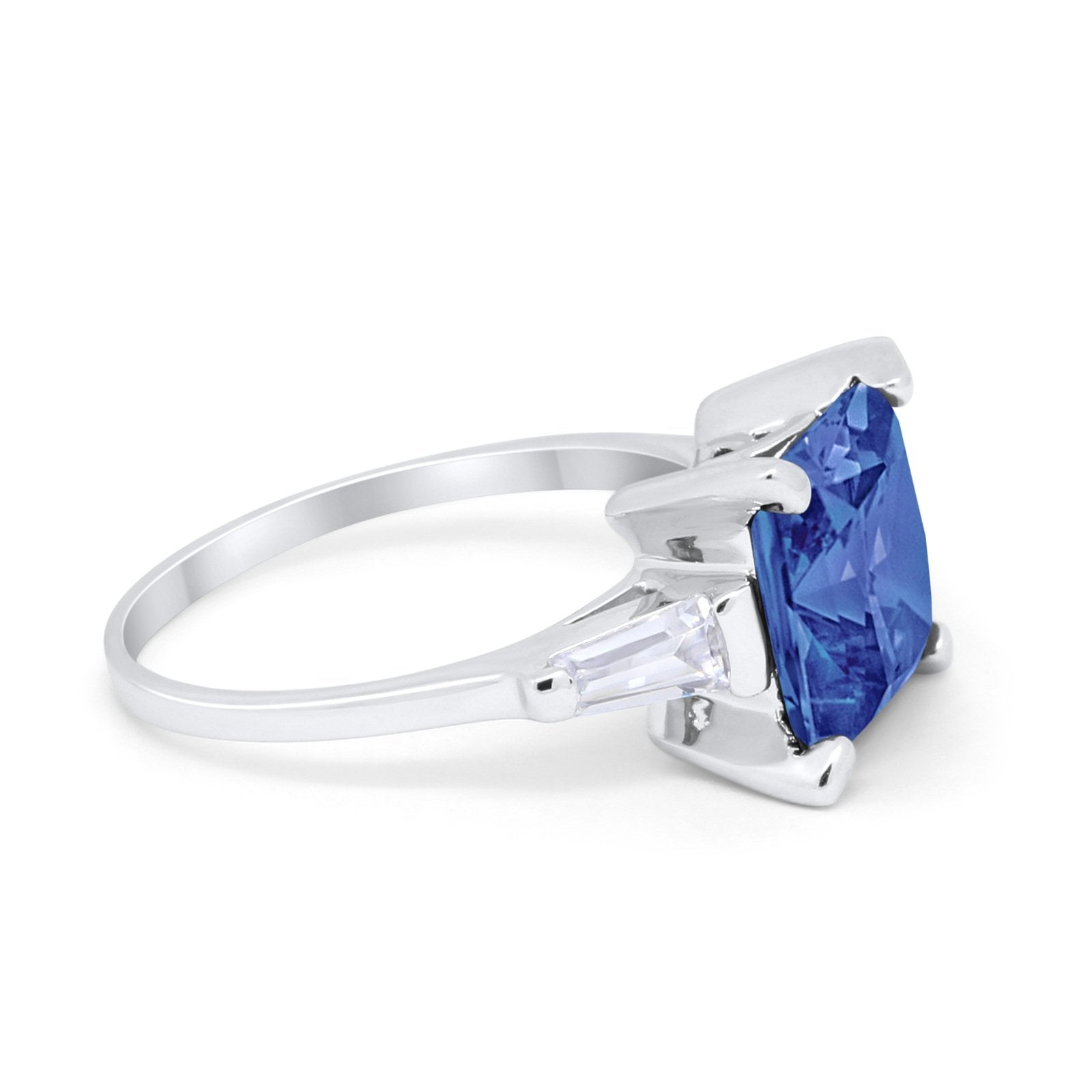 Wedding Ring Princess Cut Baguette Simulated Cubic Zirconia 925 Sterling Silver
