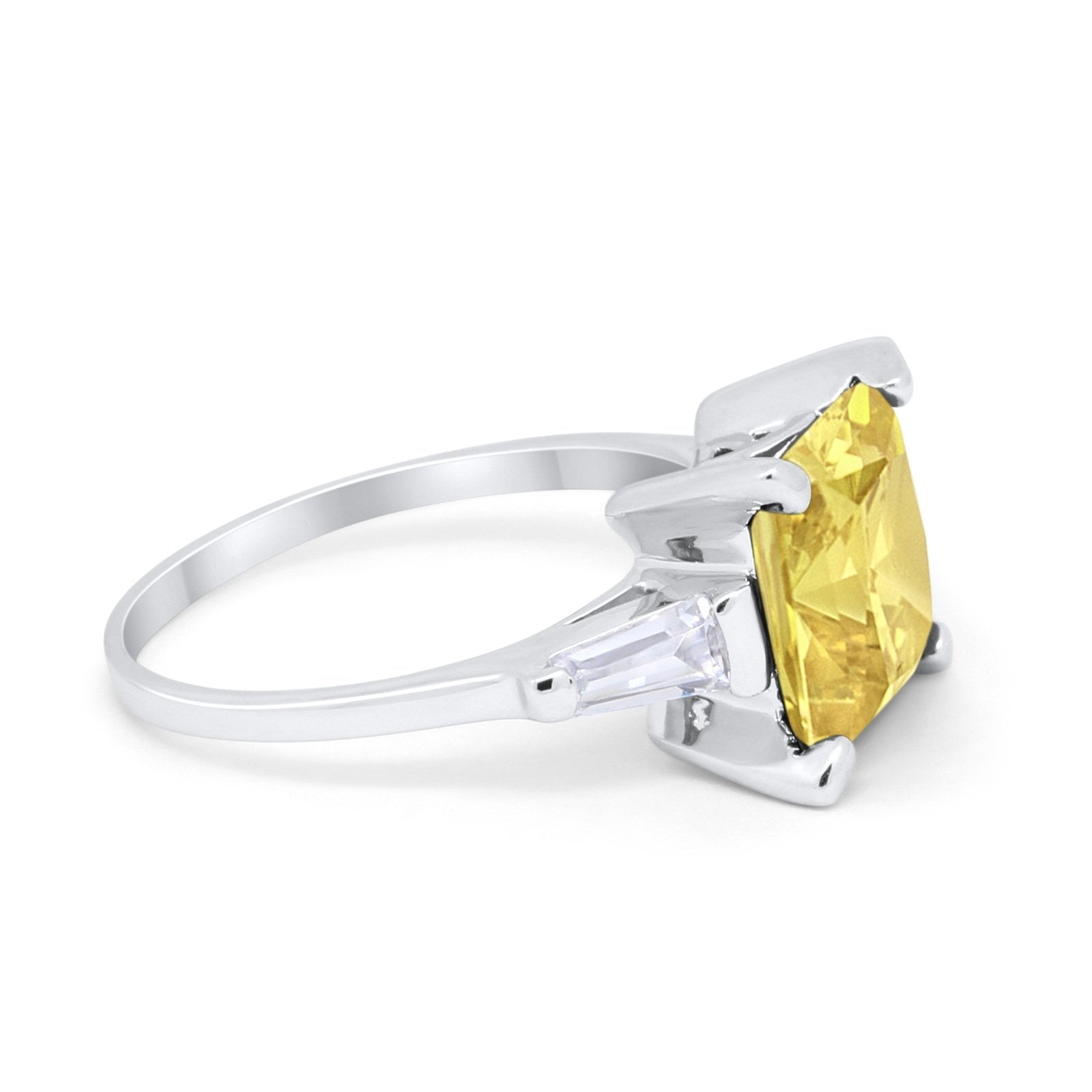 Wedding Ring Princess Cut Baguette Simulated Cubic Zirconia 925 Sterling Silver