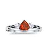 Heart Promise Ring Simulated Cubic Zirconia Black Accent 925 Sterling Silver