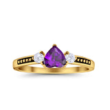 Heart Promise Ring Simulated Cubic Zirconia Black Accent 925 Sterling Silver