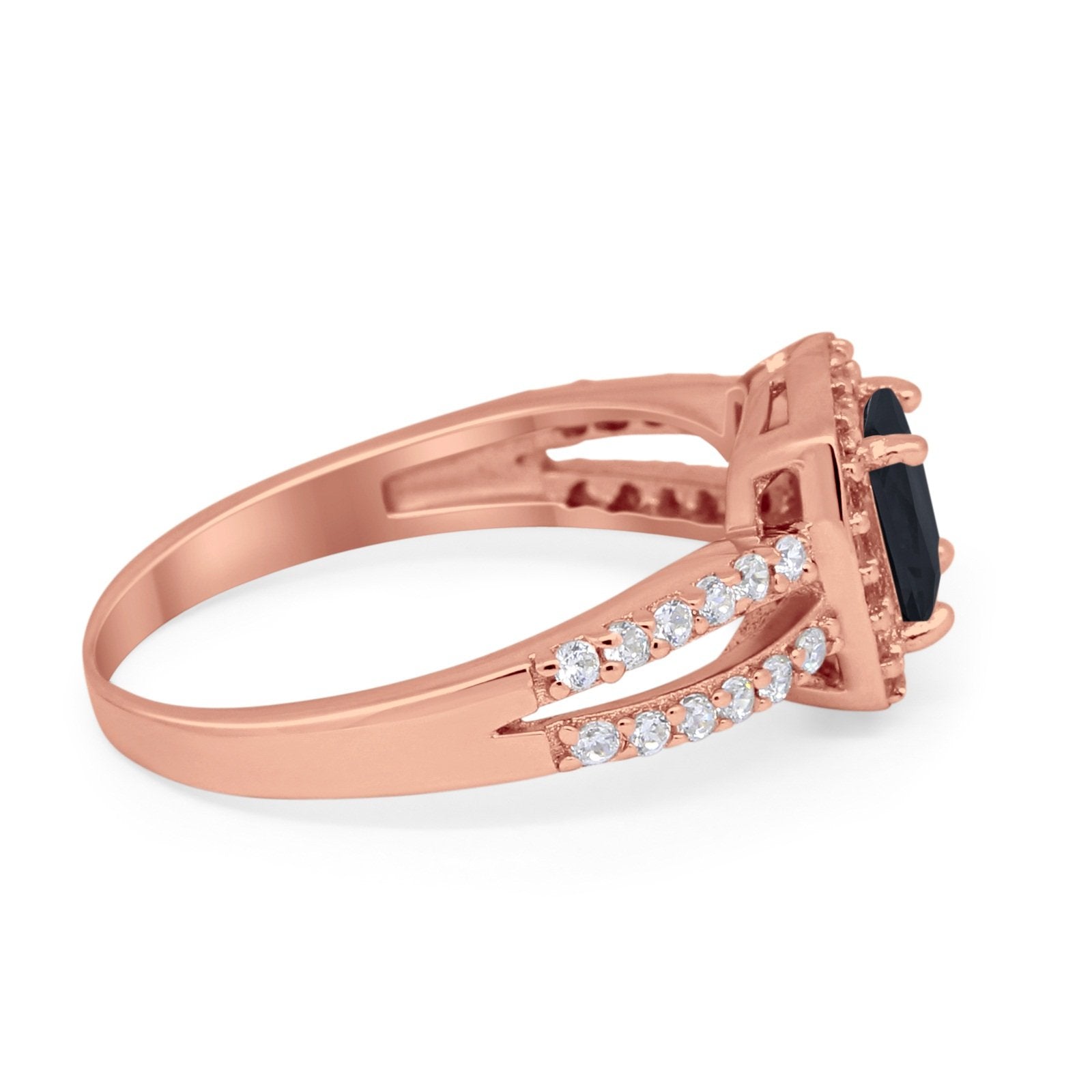 Dazzling Halo Wedding Ring Simulated Cubic Zirconia 925 Sterling Silver