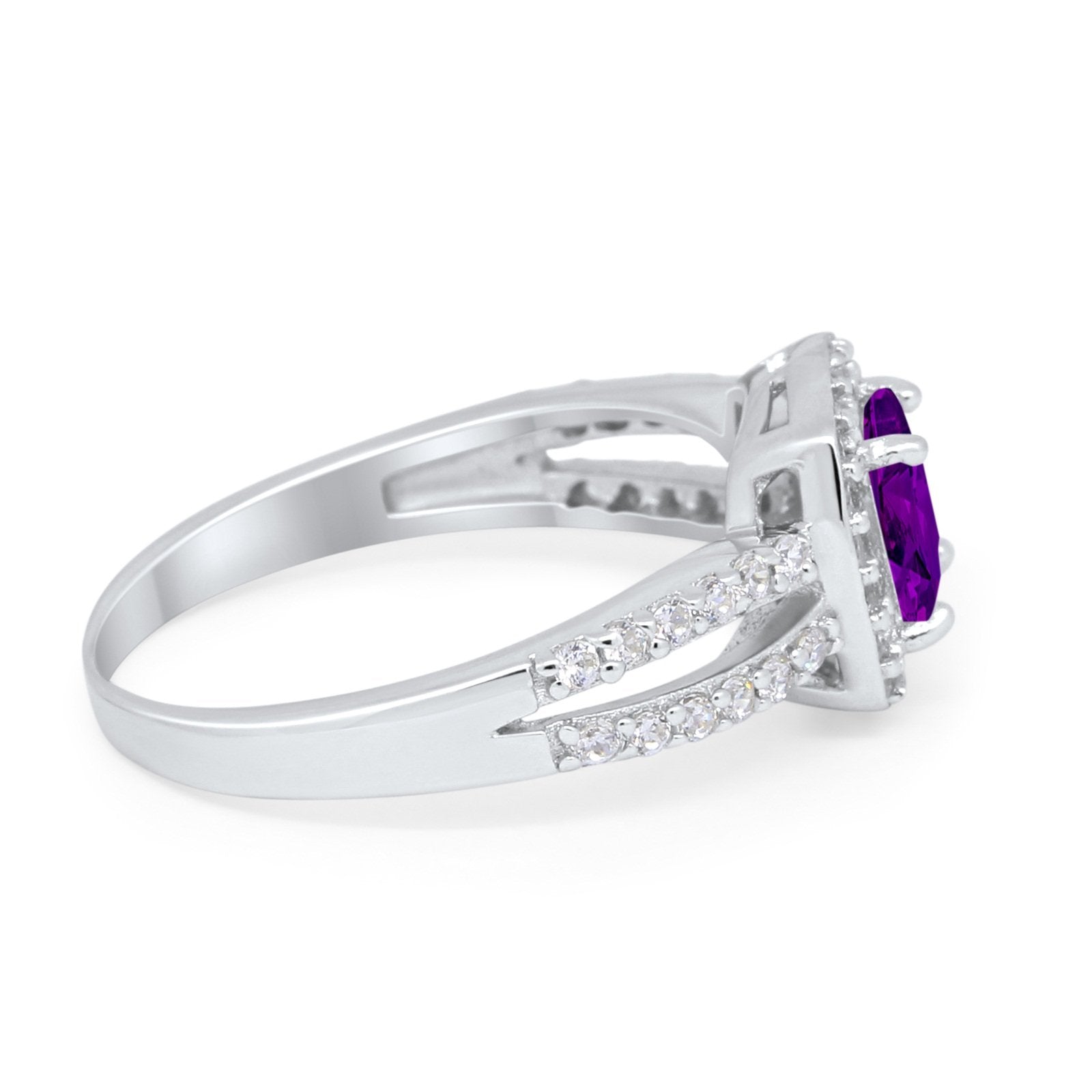 Dazzling Halo Wedding Ring Simulated Cubic Zirconia 925 Sterling Silver
