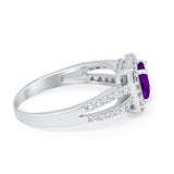 Dazzling Halo Wedding Ring Simulated Cubic Zirconia 925 Sterling Silver