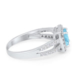 Dazzling Halo Wedding Ring Simulated Cubic Zirconia 925 Sterling Silver
