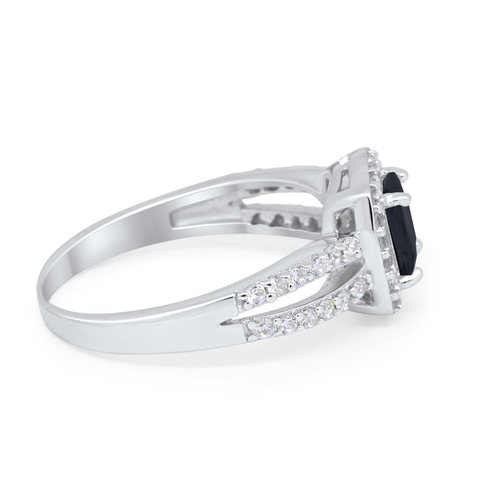 Dazzling Halo Wedding Ring Simulated Cubic Zirconia 925 Sterling Silver