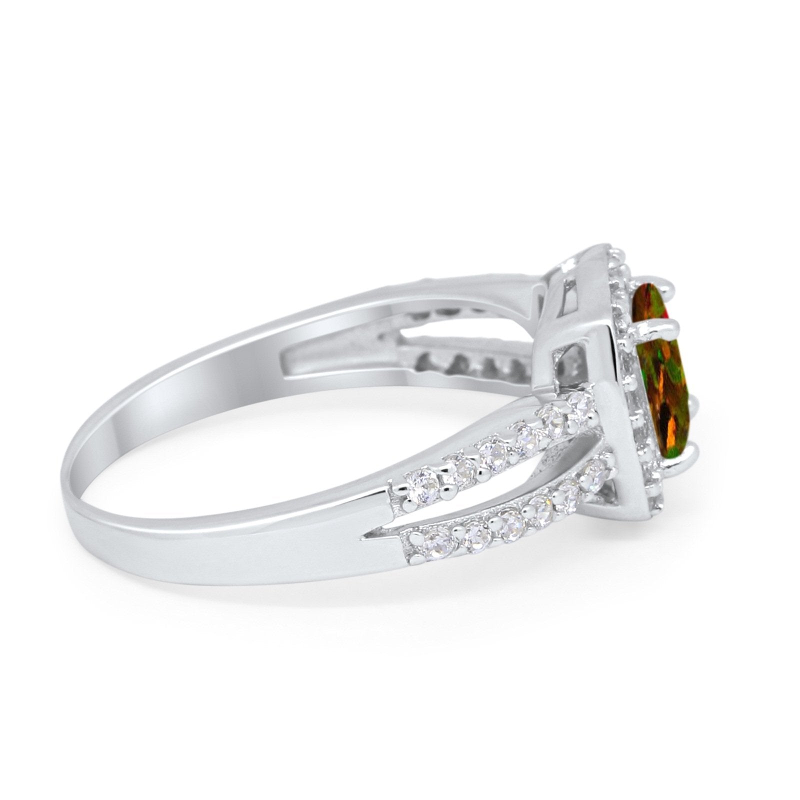 Dazzling Halo Wedding Ring Simulated Cubic Zirconia 925 Sterling Silver