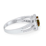 Dazzling Halo Wedding Ring Simulated Cubic Zirconia 925 Sterling Silver