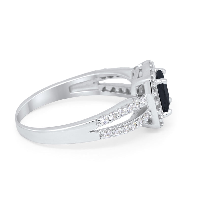 Dazzling Halo Wedding Ring Simulated Cubic Zirconia 925 Sterling Silver