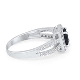 Dazzling Halo Wedding Ring Simulated Cubic Zirconia 925 Sterling Silver
