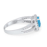 Dazzling Halo Wedding Ring Simulated Cubic Zirconia 925 Sterling Silver