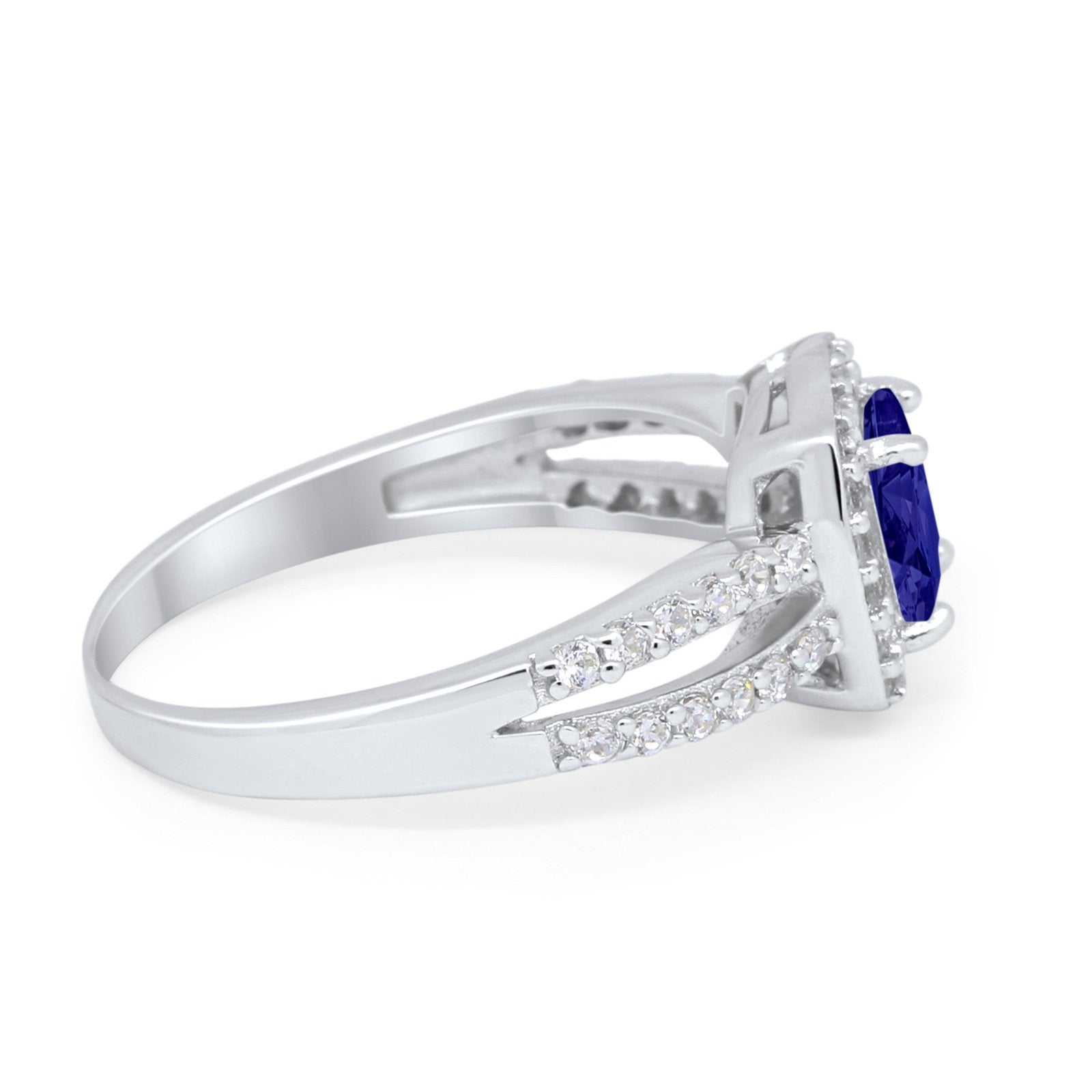 Dazzling Halo Wedding Ring Simulated Cubic Zirconia 925 Sterling Silver
